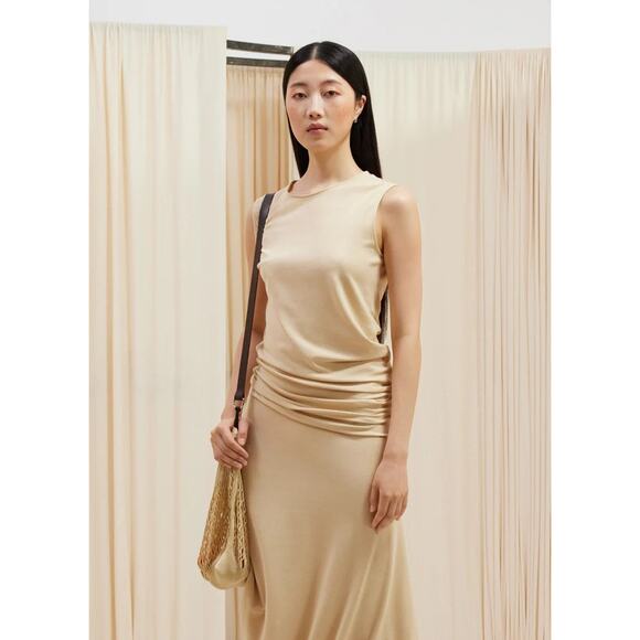 olive green halter neck dress Salazar Halter Neck Maxi Dress in Satin Dark Olive main image 1